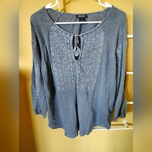 Lucky Brand Embroidered Blue Long Sleeve